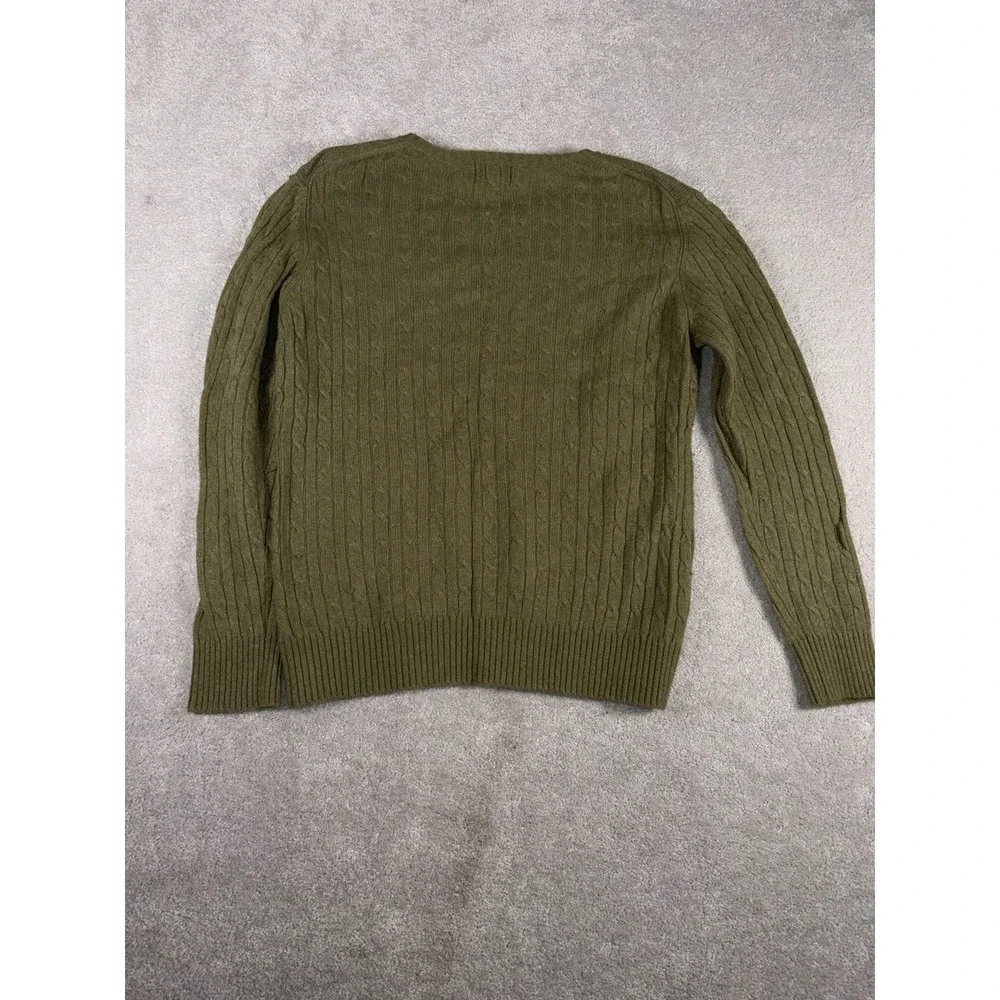 ll‎ bean lambs wool cable knit sweater green womens large VTG